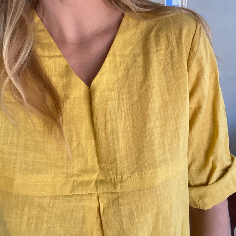 NWOT cute goldenrod yellow linen smock dress